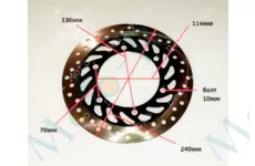 Диск тормозной  240mm 115mm крепление 6 болтов
