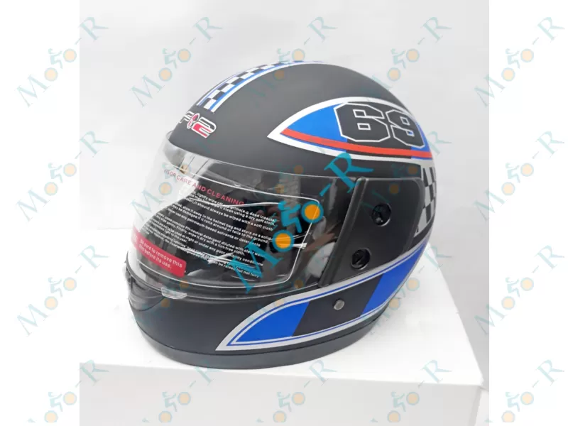 Фото 3 - Шлем Интеграл/фулл-фейс (full-face) F2-825-1  цвет FLAT BLACK/BLUE/RED, РАЗМЕР XS 53-54 см