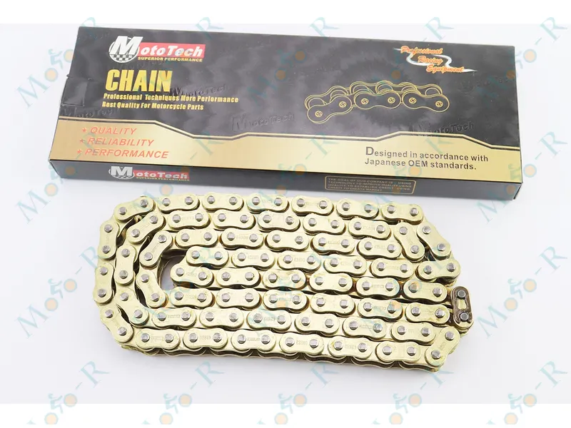 Фото 2 - Цепь привода колеса 428HO*118L Mototech GOLD (с сальниками)