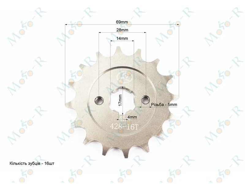 Фото 4 - BOXER BM/ВМX 150cc Звезды, цепь к-кт - 428H-122L+42T+16T 